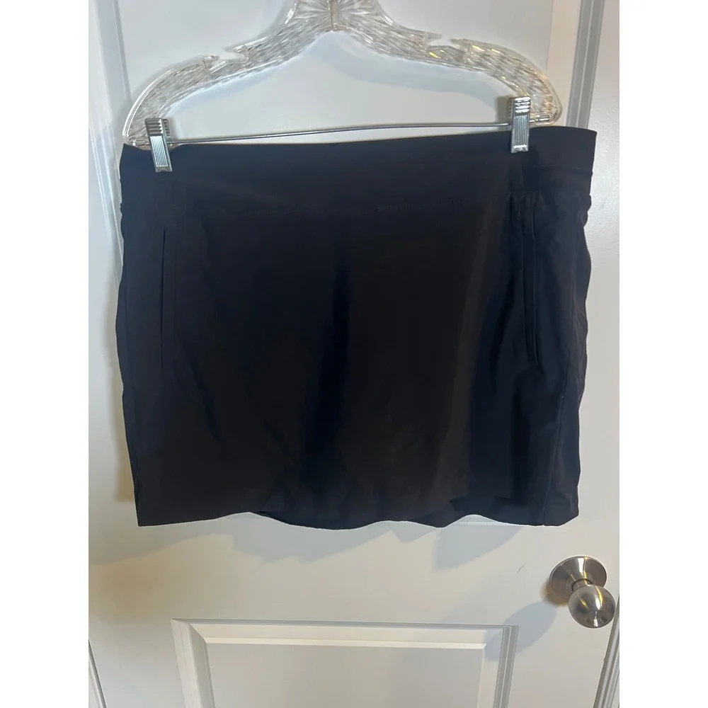 Athleta Women Skort Elastic‎ Ribbed Waistband Black 16